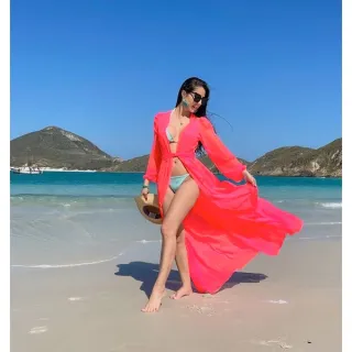 Manga longa verão: Saída de praia longa - Preto