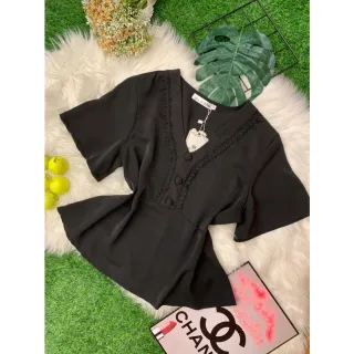 Botões viscolinho manga curta blusa - Verde