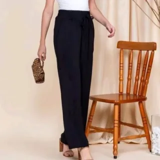 Calça Feminina Pantalona de Tecido Duna com Cintura Alta e Elastex - Rosa