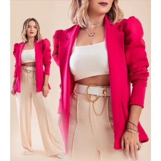 Max Blazer Neoprene Princesa Acinturado Bufante Manga - Militar