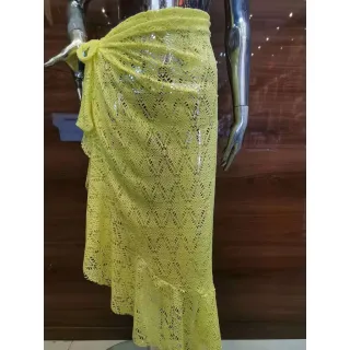 Moda Praia Saia Longa de Renda com Amarrar Nó - Rose