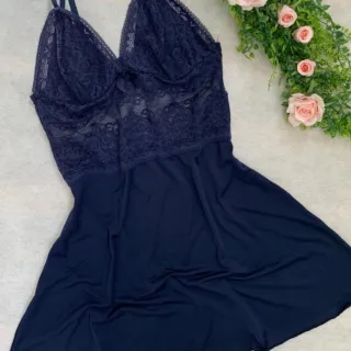 Camisola Sensual Feminina Sem Bojo - Pijama Linha Noite - Preto