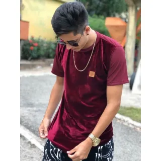 Camiseta longline masculina oversized em veludo e algodão - Verde