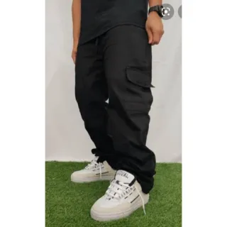 Calça Larga Unissex Skate Cargo com Bolso Lateral - Caqui