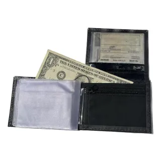 Carteira Masculina de Couro Modelo L com Porta Moedas em Zíper - TM PRETA