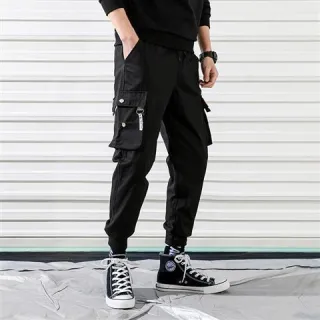 Calça Harem Masculina Casual Preto 2021 Bolsos Laterais Moda Streetwear - K32Black