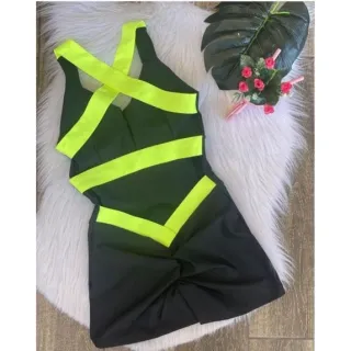 Macaquinho academia com bojo empina bumbum fitness - Vermelho/Verde Neon