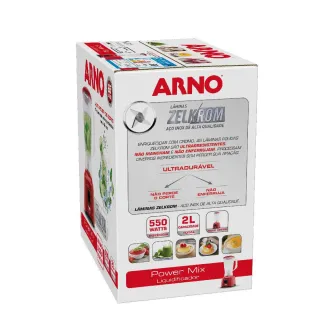 Liquidificador Vermelho Arno Power Mix LQ11 - 2L, 550W, 2 Velocidades - 127v