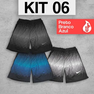 Bermudas Dry Fit Futebol Colorido - Kit com 3 - Kit 5
