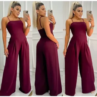 Tendência Luxo Bojo Pantalona Macacão Longo - Azul Bic