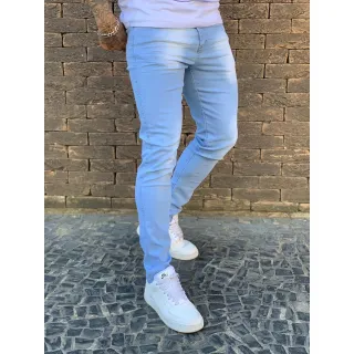 Calça Skinny Premium Masculina em Jeans com Lycra Elastano - Azul Claro