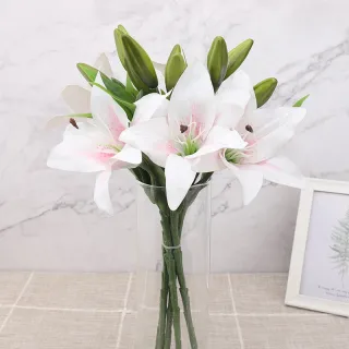 Flor de Seda Lírio Artificial Simulação Perfume Suporte Curto Casa Decoração Falso - Deep Pink