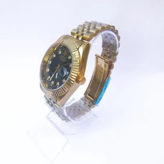 Relógio Rolex Luxo Masculino Dourado com Fundo Preto - Dourado