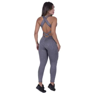 Suplex Fitness Ginástica Macacão Longo Feminino Bojo Removível - Azul