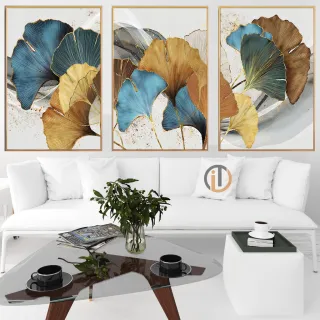 Quadros Decorativos Abstrato Colorido Mdf Flores Folhas Secas - Kit 3 Peças - 20X30CM