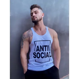Regata Anti Social masculina cavada em algodão 100% - Bombey - Bordô