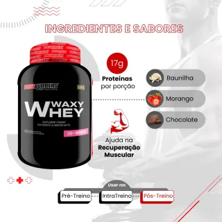 Suplemento para ganho de massa muscular - Whey Protein Waxy Whey Pote 2kg - Baunilha