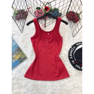 Malha canelada algodão regata botão aberto - Preto