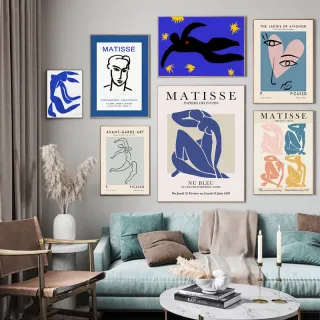 Decoração do quarto: Arte abstrata em lona azul Matisse - 04