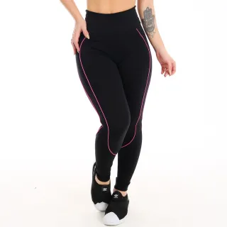 Top Fitness Academia e Conjunto Calça Legging SEM TRANSPARÊNCIA - Preto com Pink