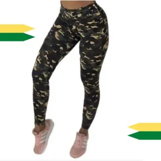 Calça Legging Exército Feminina - Cos Alto e Empina Bumbum - Legging Calças Preta
