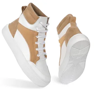 Conforto Leve Cano Alto Tênis Feminino Casual A122 - Preto