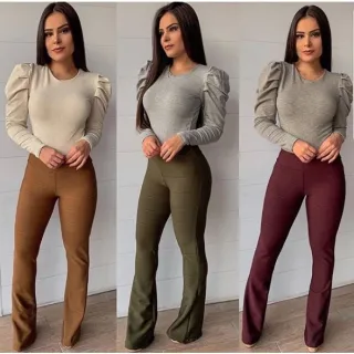 Legging Bailarina de Compressão Alta, Calça Flare Bandagem Cós Alto - Preta