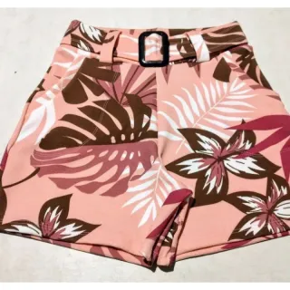 Promoção 2023: Florais Feminino Malha Crepe curto com cinto - Preto