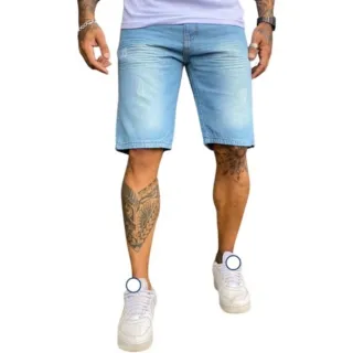 Atacado Bermuda Jeans Masculina Lycra Elastano - jeans lisa escura