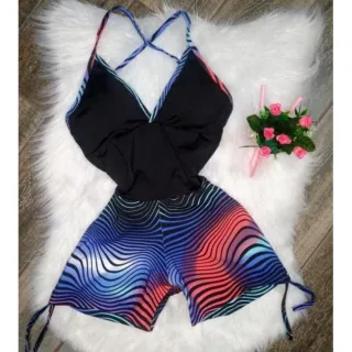 Academia cordinha lateral macaquinho fitness com bojo - estampa 13