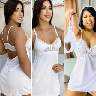 Calcinha Acompanha Pijama Feminino Sexy Luxo Renda - Azul