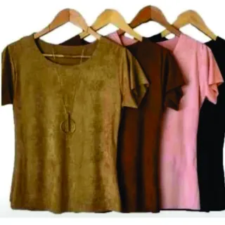 15 cores de blusinha feminina em suede, escolha todos os tamanhos - Terracota