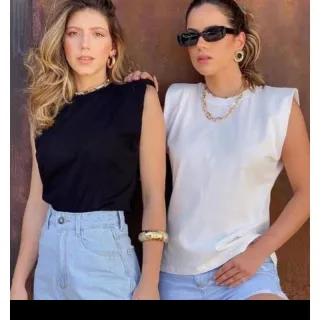 Moda feminina: camisa regata com ombreira simples - Lilás