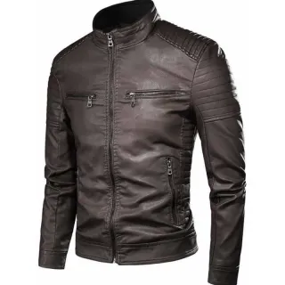 Pronta Entrega Jaqueta Masculina Slim de Couro Top - Marrom