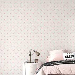 Adesivo Autocolante Coração Nude Bege Quarto Sala Papel de Parede Lavável 1m x 50cm - Único
