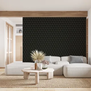 Papel Geométrico Autocolante Preto Vinílico 3D Lavável - 50cm x 50cm - Único