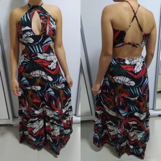 Viscose Estampada Vestido Longo - Modelos e Estampas Variadas - Longo 15