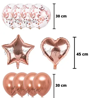 Festa com Balões Metalizado: Kit Estrela e Coração + Bexigas de Látex - Preto