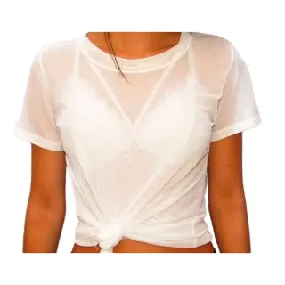 Plus Size Blusa Bolinha Transparente Poá Tule Grande 46 A 52 - preto poa