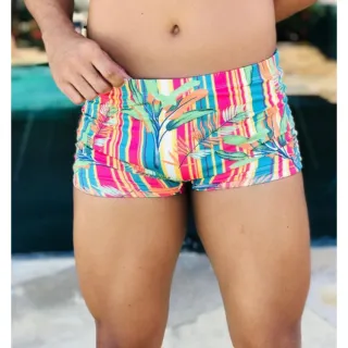 Moda praia masculina: sunga box estampada e lisa - Folhas 2