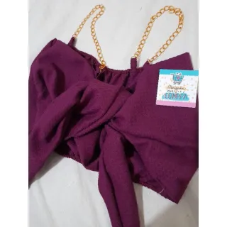 Blusa Cropped com corrente - Promoção diversas cores - Rose cetim1