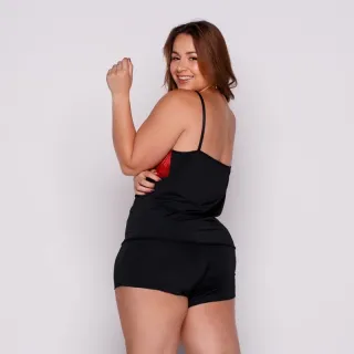 Pijama de Verão Plus Size Renda Short Dool - Ref 879 - Todo preto