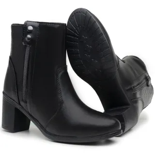 Dona Beja - Bota Confortável Feminina Salto Alto Cano Médio Exclusiva