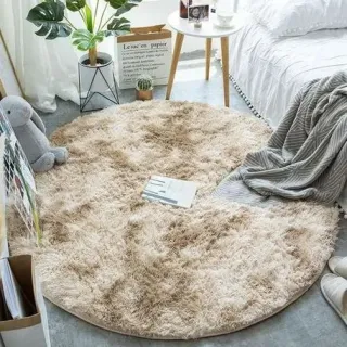 Grande Tapete Redondo Felpudo Peludo de 1,3 M - Azul