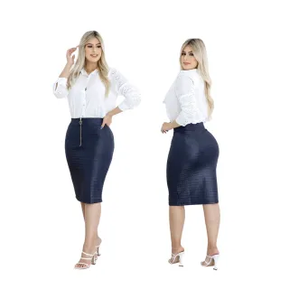 Moda Feminina Evangélica: Saia Básica Executive com Zíper Linda! - Preto