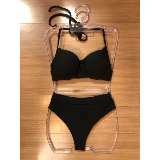 Moda Praia Verão Biquini Canelado Meia Com Bojo Cintura Alta - Verde água