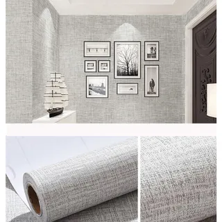 Papel Adesivo Linho Texturizado 3D Lavável - Raryel - 3017 Cinza Claro