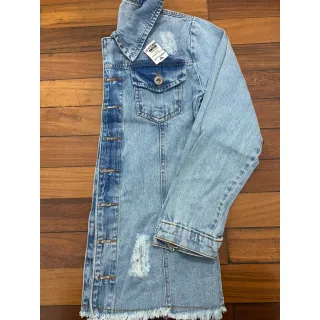 Jaqueta Jeans Feminino Max Moda Rasgado Parka Outono-Inverno - escuro 090