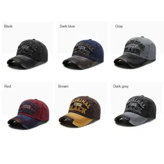 Alfabeto Vintage Boné de Beisebol de Pano para Masculino e Mulheres - Black