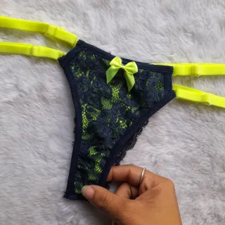 Lingerie Sexy Calcinha Tanga Neon Duas tiras Fio Coloridas - Sortida